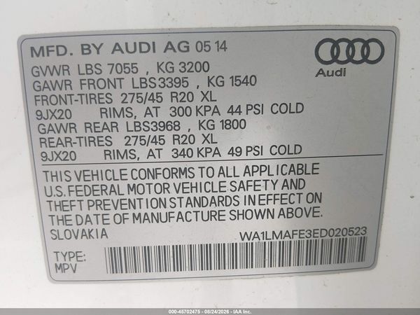 2014 AUDI Q7 3.0 TDI PREMIUM