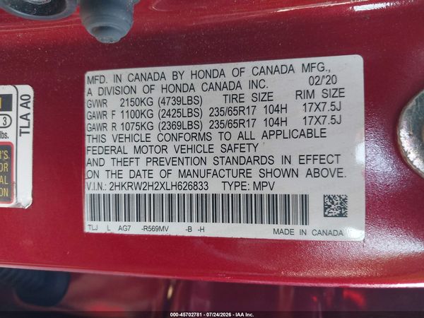 2020 HONDA CR-V AWD LX