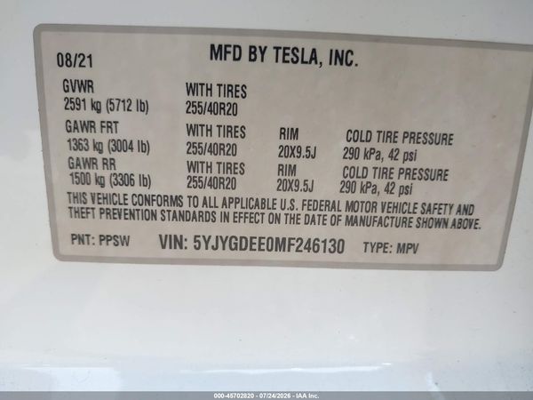 2021 TESLA MODEL Y