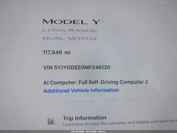 2021 TESLA MODEL Y