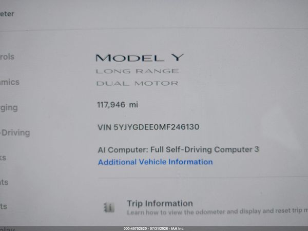2021 TESLA MODEL Y