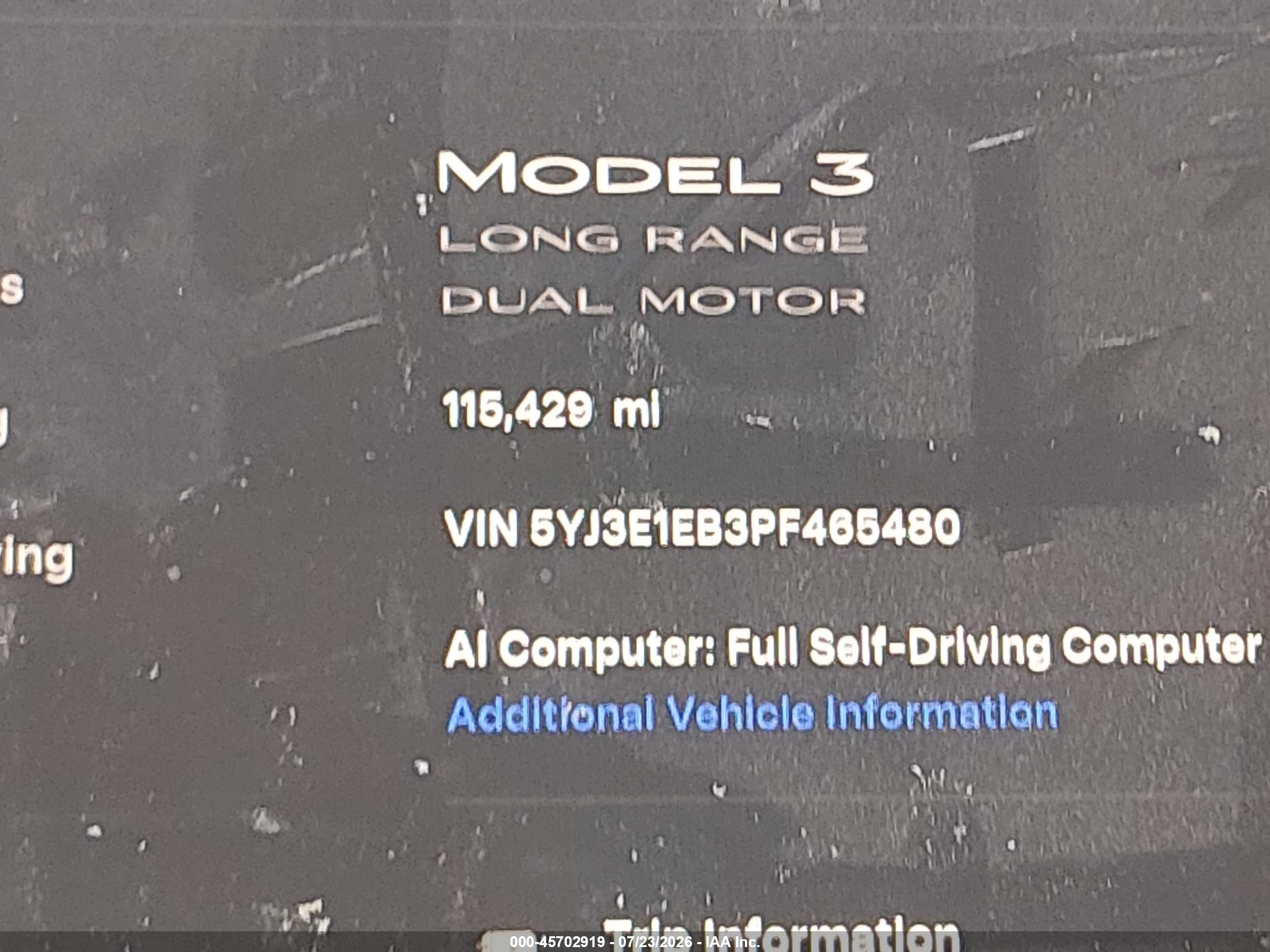 2023 TESLA MODEL 3