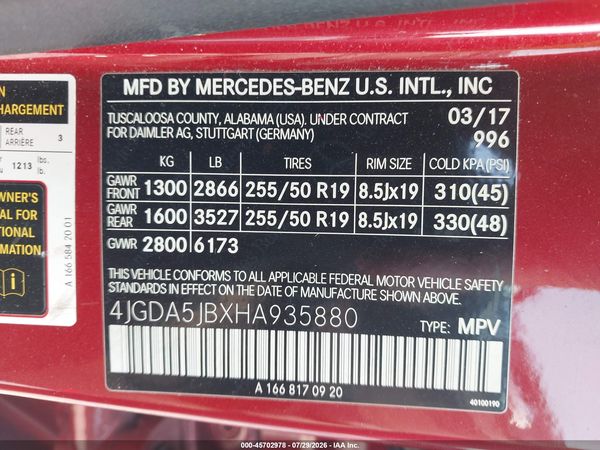 2017 MERCEDES-BENZ GLE 350 GLE350