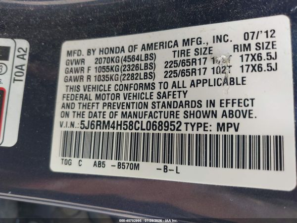 2012 HONDA CR-V EX