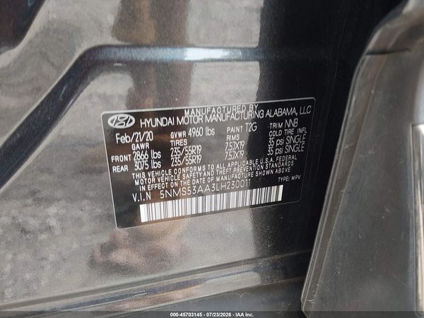 2020 HYUNDAI SANTA FE LIMITED 2.0T