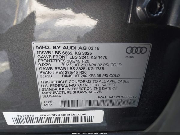 2018 AUDI Q7 3.0T PREMIUM