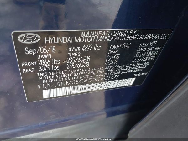 2019 HYUNDAI SANTA FE LIMITED