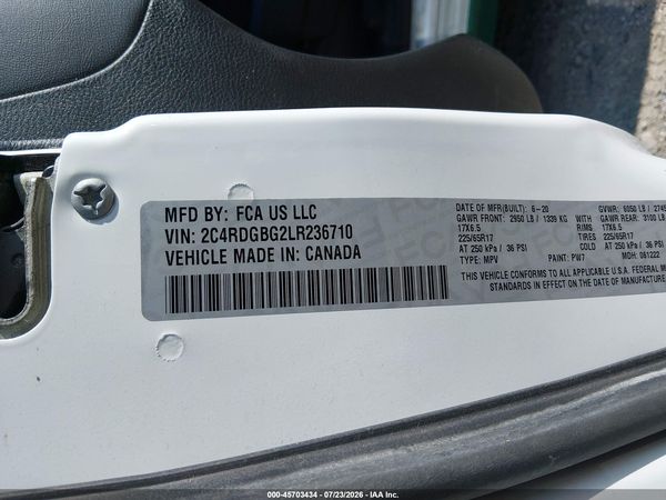 2020 DODGE GRAND CARAVAN SE PLUS — I9