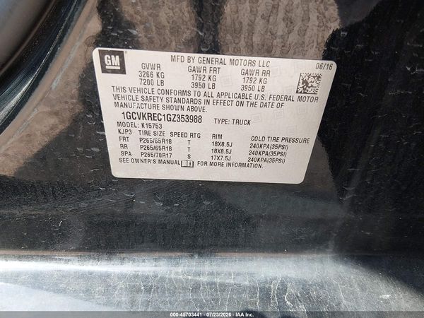 2016 CHEVROLET SILVERADO 1500 LT — I9