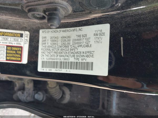 2016 HONDA CR-V EX
