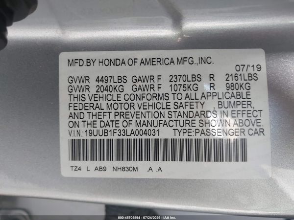 2020 ACURA TLX STANDARD