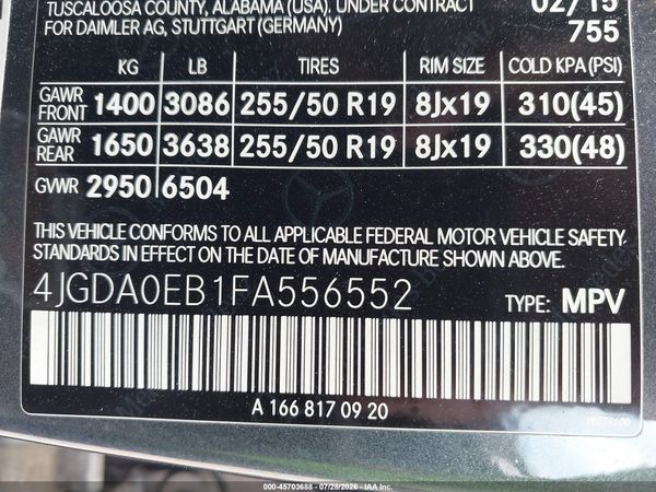 2015 MERCEDES-BENZ ML 250 BLUETEC 4MATIC
