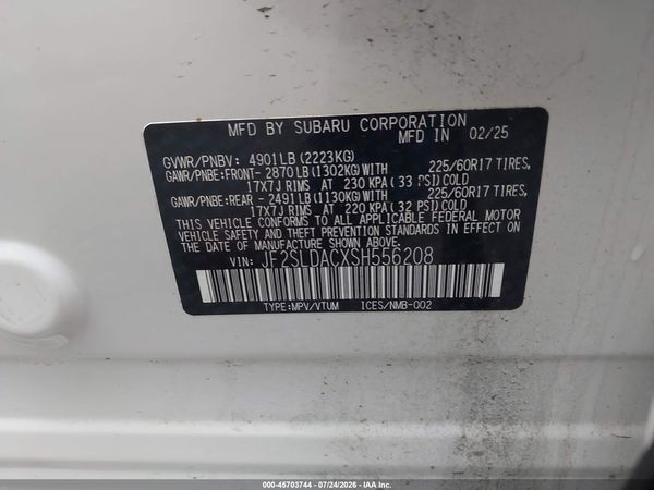 2025 SUBARU FORESTER Base Plus — I9
