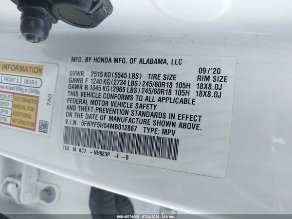 2021 HONDA PILOT 2WD EX-L