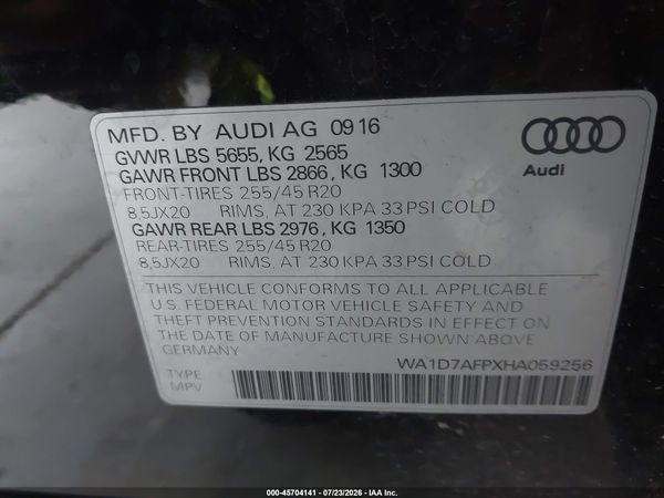 2017 AUDI Q5 3.0T PREMIUM PLUS