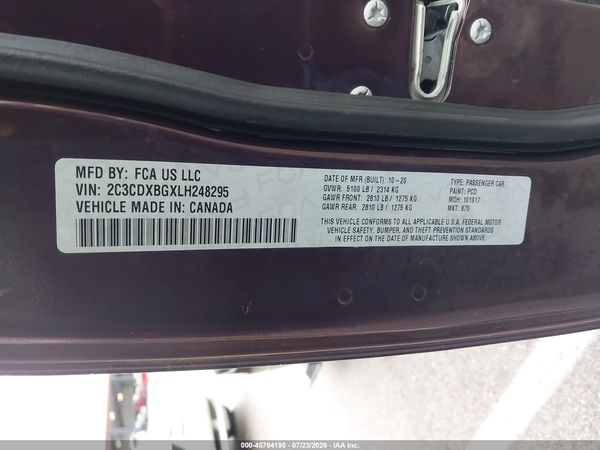 2020 DODGE CHARGER SXT RWD