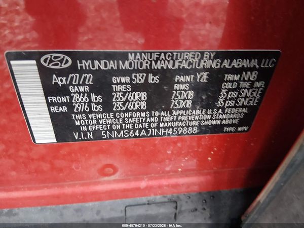 2022 HYUNDAI SANTA FE XRT — I9