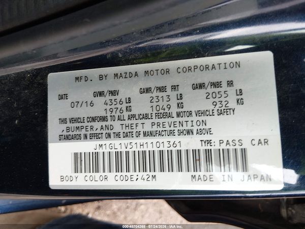 2017 MAZDA MAZDA6 TOURING