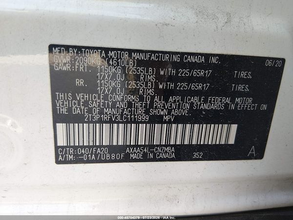 2020 TOYOTA RAV4 XLE