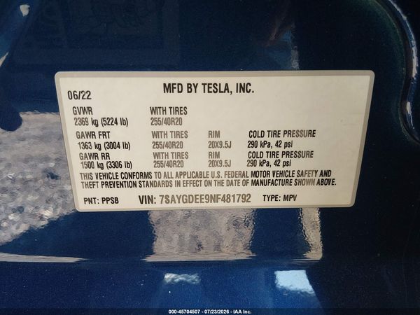 2022 TESLA MODEL Y