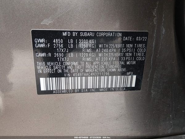 2022 SUBARU OUTBACK Base