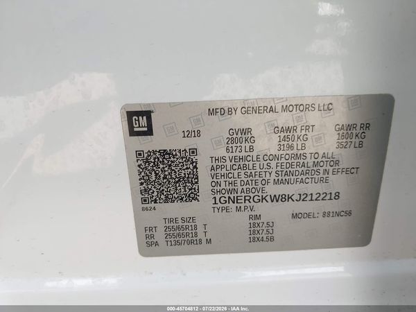 2019 CHEVROLET TRAVERSE 1LT — I9