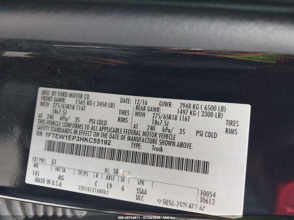 2017 FORD F-150 XLT