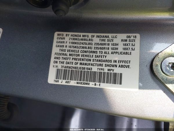 2018 HONDA CR-V EX-L/EX-L NAVI