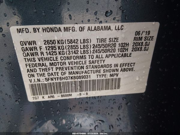 2019 HONDA PILOT ELITE