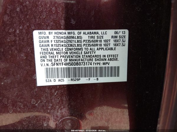 2013 HONDA PILOT EX-L
