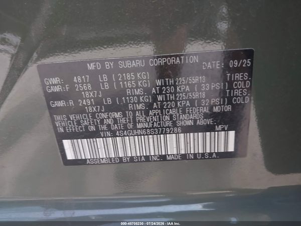 2025 SUBARU CROSSTREK LIMITED — I9