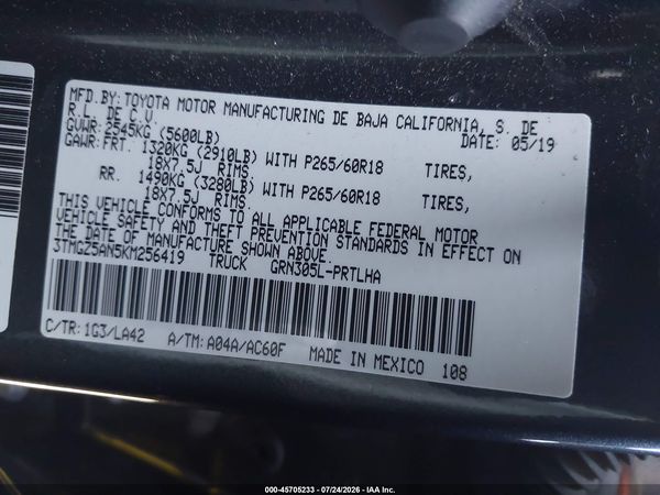 2019 TOYOTA TACOMA LIMITED