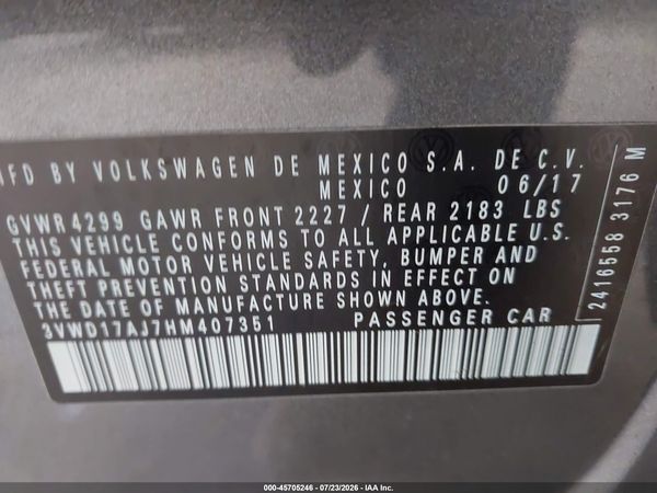 2017 VOLKSWAGEN JETTA 1.8T SPORT — I9