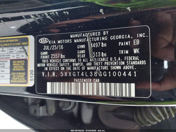 2016 KIA OPTIMA LX