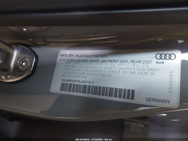 2020 AUDI RS 3 TFSI QUATTRO S TRONIC