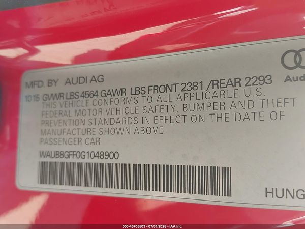 2016 AUDI A3 2.0T PREMIUM