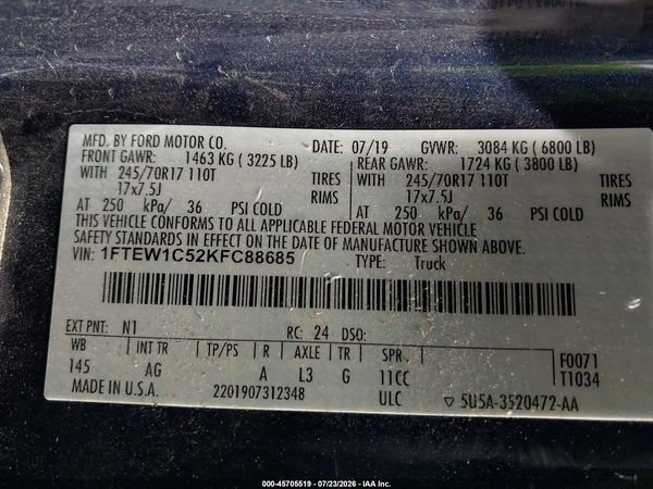 2019 FORD F-150 XL