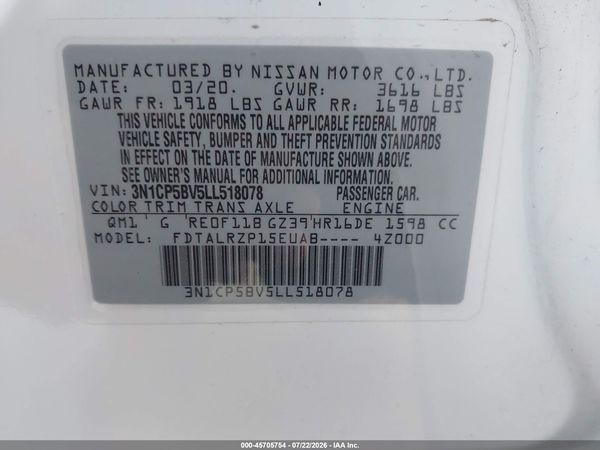 2020 NISSAN KICKS S XTRONIC CVT