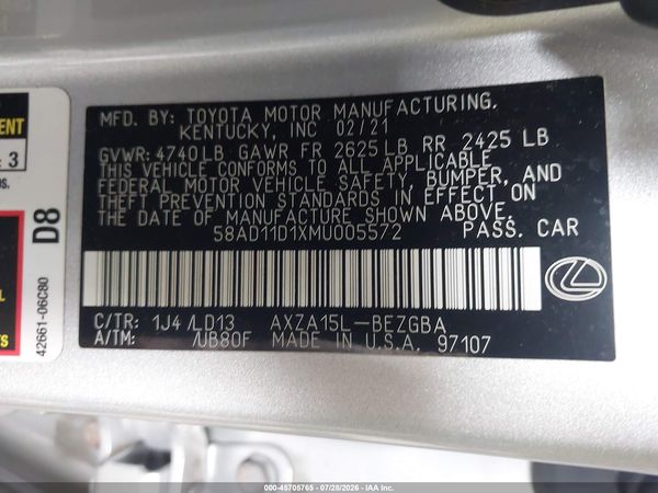 2021 LEXUS ES 250 350 Premium