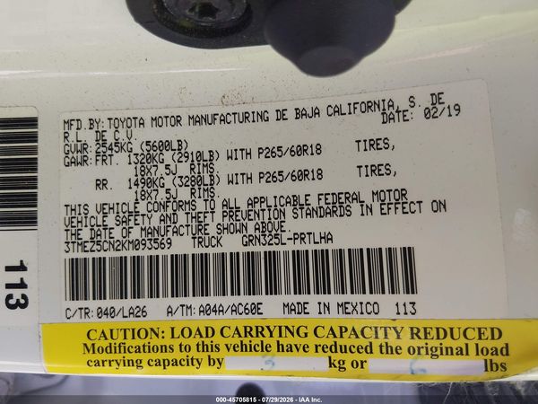 2019 TOYOTA TACOMA LIMITED
