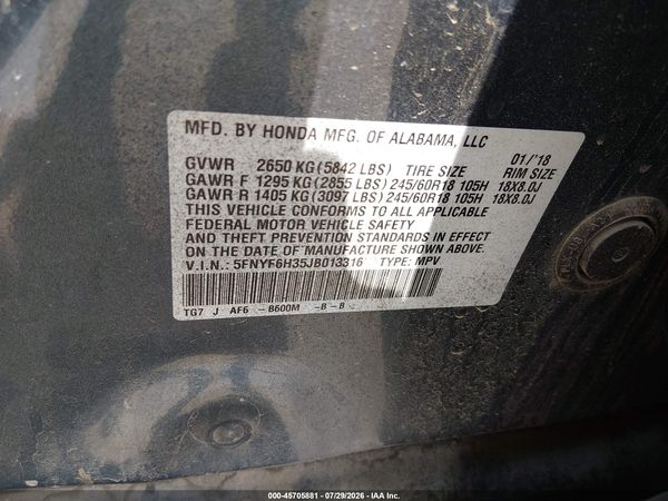2018 HONDA PILOT EX