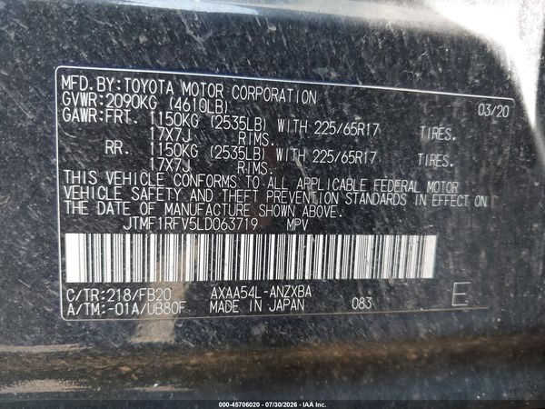 2020 TOYOTA RAV4 LE