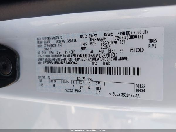 2022 FORD F-150 LARIAT
