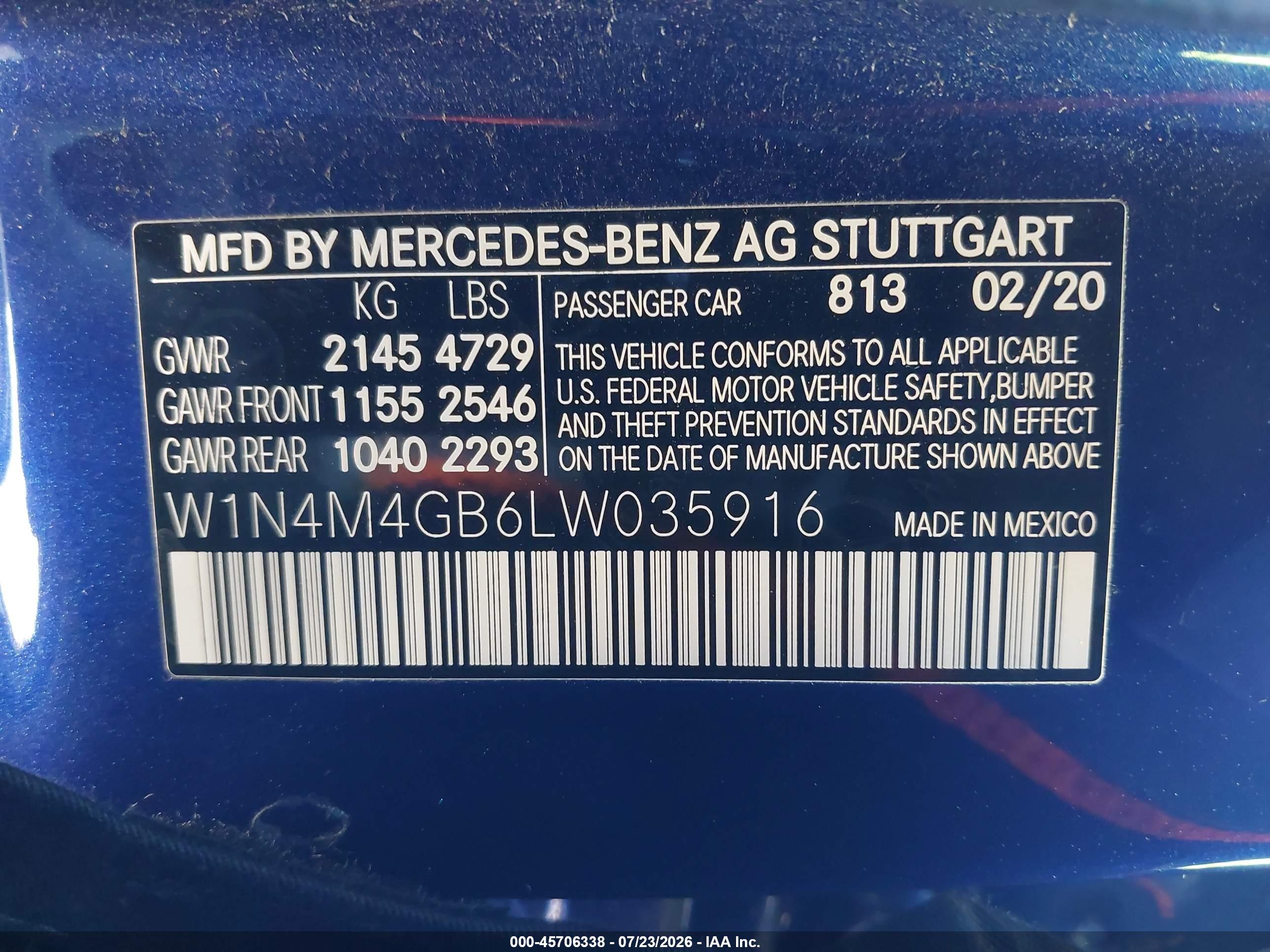 2020 MERCEDES-BENZ GLB 250 GLB250