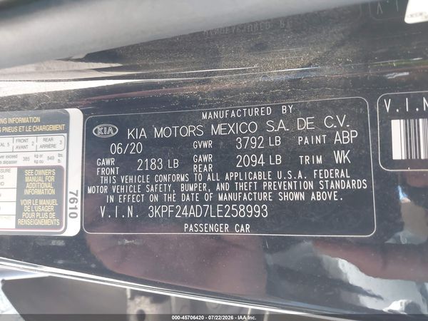 2020 KIA FORTE LXS