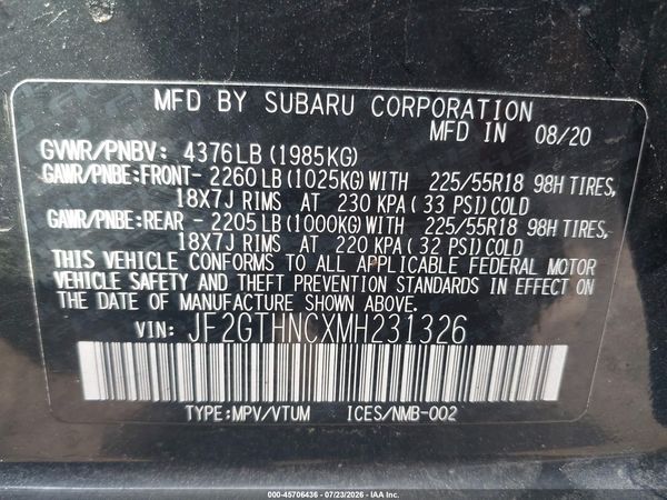 2021 SUBARU CROSSTREK LIMITED
