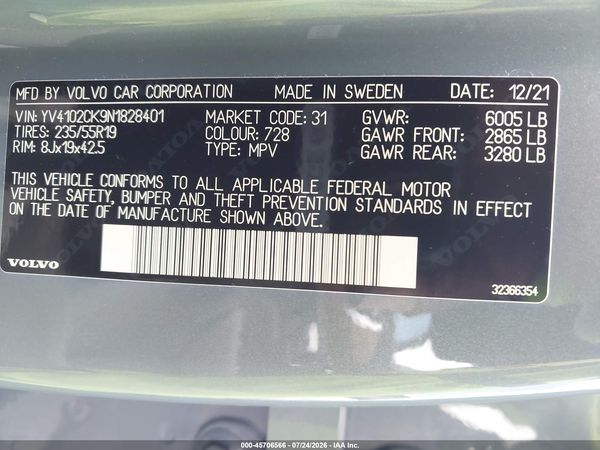 2022 VOLVO XC90 T5 MOMENTUM 7 PASSENGER