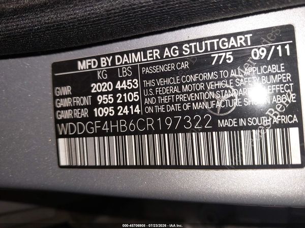 2012 MERCEDES-BENZ C 250 SPORT