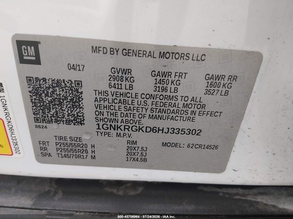 2017 CHEVROLET TRAVERSE 1LT — I9