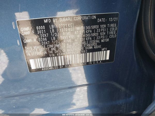 2022 SUBARU ASCENT TOURING